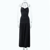 Halter Slim Fit Backless Hip Side Slit Maxi Dress